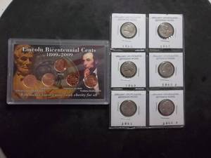 Lincoln Bicentennial Set & Collection Of Jefferson Unc Nickel 1953-1962 Slabbed