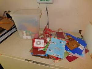 Tote of New and Used Gift Bags
