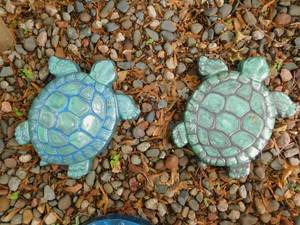 2 Ceramic Turtle Garden Decorations