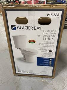 lot 38 image: GLACIER BAY 2-piece 1.1 GPF1.6 GPF High Efficiency Dual Flush Complete Elongated Toilet in White, Seat Included