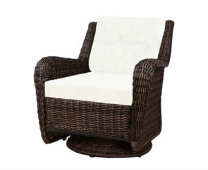 lot 77 image: HAMPTON BAY Cambridge Brown Stainless Steel Wicker Outdoor Patio Swivel Rocking Chair with Bare Cushions