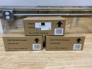 lot 22 image: HUSKY Lot of four-  4 in. Black Caster Kit for Welded Steel Garage Cabinets