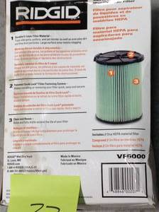 RIDGID 5-Layer HEPA Material Pleated Paper Filter for Most 5 Gal. and Larger RIDGID WetDry Shop Vacuums in good condition