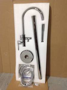 1-Handle Freestanding Floor Mount Roman Tub Faucet Bathtub Filler with Hand Shower in Chrome by  AKDY in good condition
