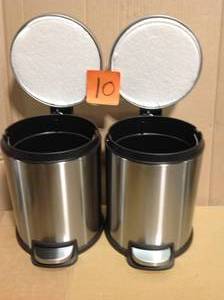 lot 10 image: Lot of 2 StyleWell 1.3 Gal. Stainless Steel Round Step On Trashcan in good condition
