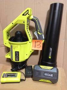 lot 13 image: 110 MPH 500 CFM 40-Volt Lithium-Ion Cordless Variable-Speed Jet Fan Leaf Blower in good condition