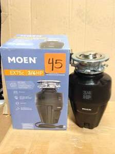 lot 45 image: MOEN Host Series 34 HP Continuous Feed Space Saving Garbage Disposal with Sound Reduction and Universal Mount in good condition