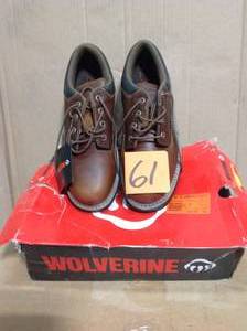 lot 61 image: Wolverine Mens Raider Slip Resistant Oxford Shoes - Soft Toe - Brown Size 12(M) in good condition