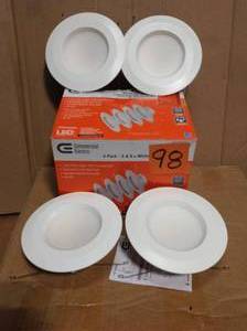 lot 98 image: Commercial Electric 5 in. and 6 in. White Integrated LED Recessed Trim, 2700K Soft White (4-Pack)