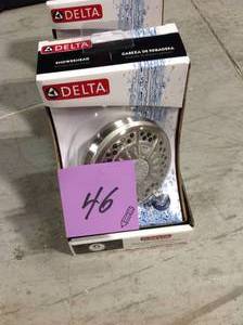 6-Spray 4.4 in. Single Wall Mount Fixed Shower Head in SpotShield Brushed Nickel by Delta in good condition