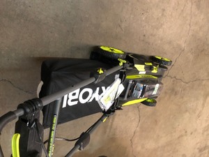 lot 202 image: RYOBI 20 in. 40-Volt Battery Brushless Cordless Walk Behind Self-Propelled Lawn Mower battery and charger NOT INCLUDED 