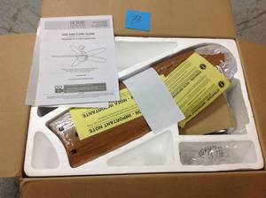 lot 73 image: Breezemore 56 in. LED Indoor Mediterranean Bronze Ceiling Fan with Light Kit and Remote Control IN GOOD CONDITIONS