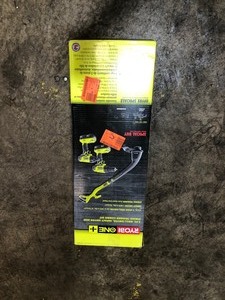 lot 212 image: RYOBI 18-Volt ONE Cordless DrillDriver, Impact Driver, String Trimmer Kit with  2.0 Ah Compact Lithium Battery and Charger