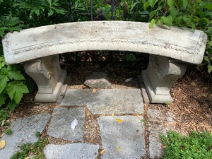 lot 41 image: Curved Decorative Outdoor Decorative Bench