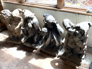 lot 50 image: Set of Four Cement Gnome Statues- So Adorable