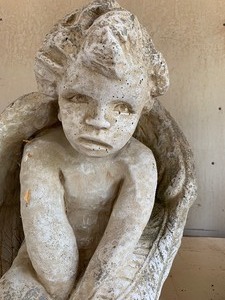 lot 53 image: Three Cement Cherub Figurines