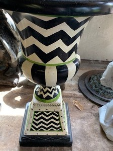 lot 52 image: Pair of Fiberglass Planters with Painted Design