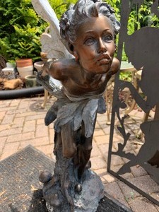lot 57 image: Fairy Light Weight Statue Figurine and Metal Fairy Wall Art