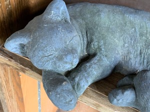 lot 60 image: Cement Sleeping Cat Figurine