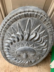 lot 118 image: Oval Cement Wall Plaque with Sun Design