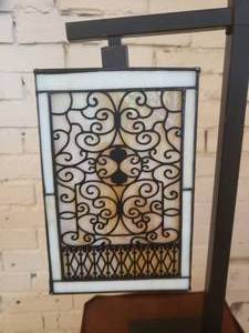 lot 10 image: Stained Glass Floral Shoji Table lamp