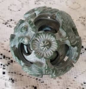 lot 22 image: Asian Carved Jade Stone Puzzle Ball
