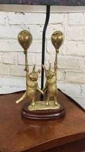 lot 114 image: Playful Brass Rabbits Table Lamp