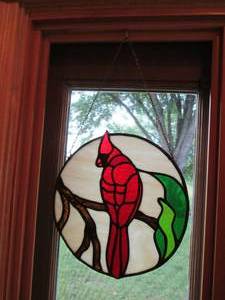 lot 60 image: Staind Glass Cardinal Window Art Pi...