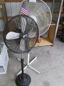 lot 71 image: (2) Standing Floor Fans With Exten...