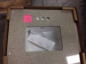 25 in. W x 22 in. D Engineered Quartz Vanity Top in Sedona with White Single Trough Sink in good condition