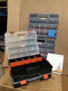 lot 25 image: HDX 15-Compartment Interlocking Small Parts Organizer in Black in good condition