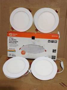 lot 46 image: Ultra Slim 6 in. New Construction and Remodel Color Selectable Canless LED Recessed Kit (4-Pack) in good condition