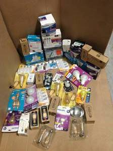 lot 55 image: BIG MIX LOT OF PHILIPS LED AND ECOSMART 60W BULB & MISC.
