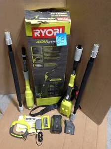 lot 68 image: 10 in. 40-Volt Lithium-Ion Cordless Battery Pole Saw 2.0 Ah Battery and Charger Included in good condition