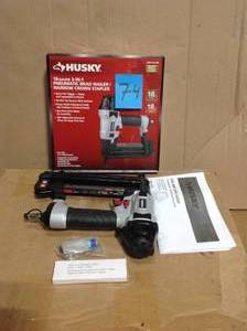 lot 74 image: Husky Pneumatic 2-in-1 18 Gauge 2 in. Brad Nailer and 14 in. Narrow Crown Stapler in good condition