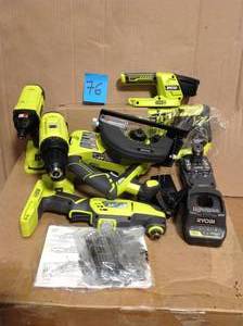 lot 76 image: Ryobi 18-Volt One Lithium-Ion Cordless 6-Tool Combo Kit in good condition