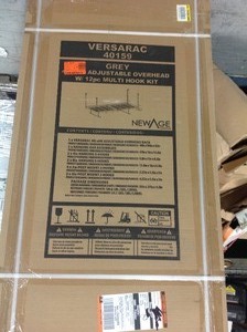 lot 104 image: NewAge Products VersaRac Set with Overhead Rack and 20 Piece Accessory Kit (Versarac, Overhead w 12pc Hook Kit, 2xS-Hooks not used