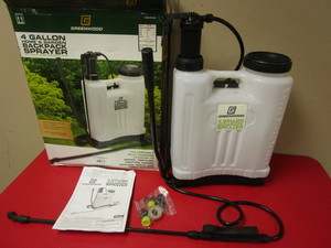 lot 210 image: HOME & GARDEN 4-GALLON BACKPACK SPRAYER, FOR WATERING, FERTILIZING, WEEDPEST CONTROL, MORE