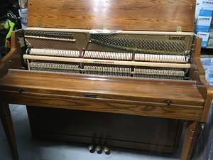 LOT WITH Used Kimball Spinet Piano in Light Oak Finish with Matching Bench SEE PICS