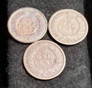 3 INDIAN HEAD CENTS 1887 1889 1899