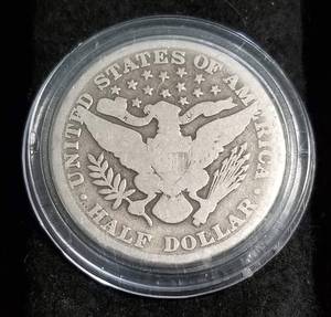 1901 BARBER SILVER HALF DOLLAR IN AIRTITE