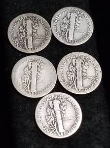 5 EARLY DATE MERCURY DIMES 1916 1917 1917-S 1920 1926