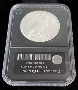 1923-D PEACE SILVER DOLLAR BLACK SLAB