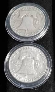 2 FRANKLIN HALF DOLLARS 1957 1957-D