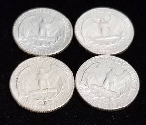 GROUP OF 4 WASHINGTON SILVER QUARTERS AS PICTURED