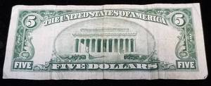 1934-D US $5 BLUE SEAL SILVER CERTIFICATE