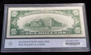 1934 US $10 BLUE SEAL SILVER CERTIFICATE