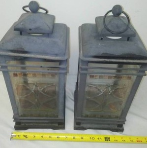 lot 82 image: 2 Metal & glass candle holders