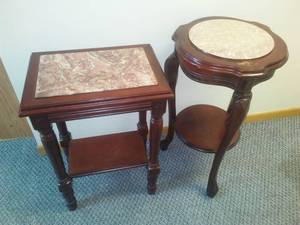 lot 89 image: 2 Occasional Tables - marble top.