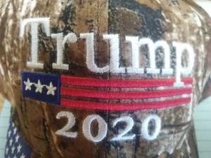 lot 101J image: Trump 2020 Camo Cap Hat  New. 100% cotton Velcro adjustable.